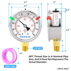 MEANLIN MEASURE -30inHG~30Psi Vacuum Pressure Gauge 1/8" NPT 2.5" FACE DIAL, Stainless Steel Liquid Filled Pressure Gauge WOG Water Oil Air Lower Mount (with 2PCS Snaps)