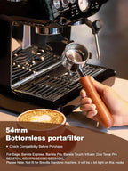 MEION 54mm Bottomless Portafilter Compatible with Breville Barista Express Machines, Sage, Barista Pro, BES870XL, BES878, BES880, Espresso Portafilter with 18g Filter Basket & Puck Screen