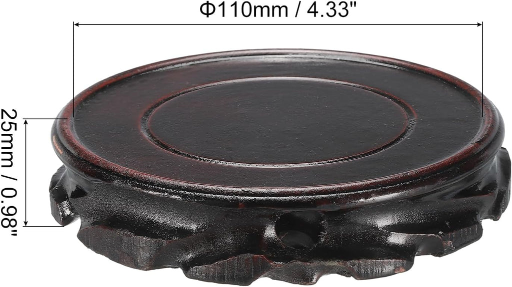 MECCANIXITY Wooden Display Stand Base Stand Holders 110mm/4.33 inch Diameter Black for Vase Bonsai Stone Furniture Stable Home Decoration Pack of 2