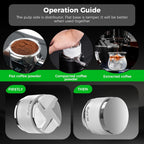 IKAPE Coffee Products, 53mm Coffee Distributor & Hand Tamper, Adjustable Depth Espresso Distributor Fits All 53mm Espresso Portafilter, Compatible with 54MM Breville Bottomless Portafilter (White)