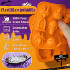 Halloween Molds Silicone for Chocolate 2 Pack, 3D Halloween Chocolate Candy Gummy Mold Skull Pumpkin Bat Ghost Witch Hat Spider tombstone Shapes Mold