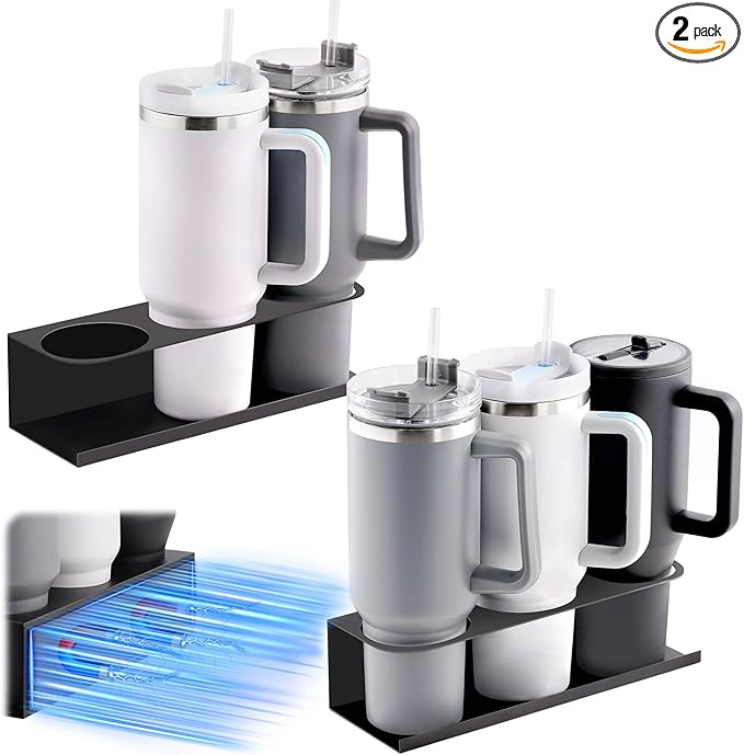 2 Pack Magnetic Tumbler Holder for Stanley 30 & 40 oz Cup - Strong Magnet - Water Bottle Organizer for Fridge, Cabinet, Office - Fit Stanley Cup Accessories