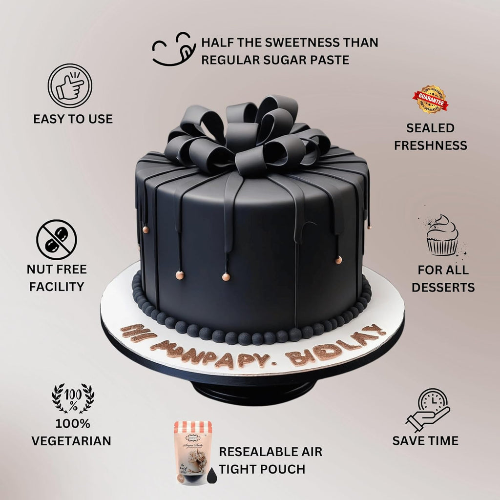 Confect Black Fondant for Cake Decorating – Premium Confect Fondant for Cakes, Cupcakes & Cookies | Vegan, Gluten-Free, Nut-Free, Palm Oil-Free – 8.8 Oz