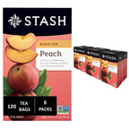 Stash Tea Peach Black Tea, 6 Boxes With 20 Tea Bags Each (120 Tea Bags Total)