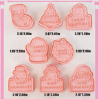 8pcs Christmas Cookie Cutter Set Merry Christmas Cookie Cutters with Plunger Stamps Biscuit Mold 3D Snowman Cookie Molds Cake Baking Fondant Cutter Christmas Party DIY Cookie Decorating Supplies (L8)