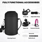 Insulated Water Bottle 64 oz, Triple Wall Vacuum Stainless Steel (Cold for 48 Hrs), Leak Proof & Non-BPA, Half Gallon Water Flask Jug with Paracord Handle & Straw Spout Lids, Ombre Pink