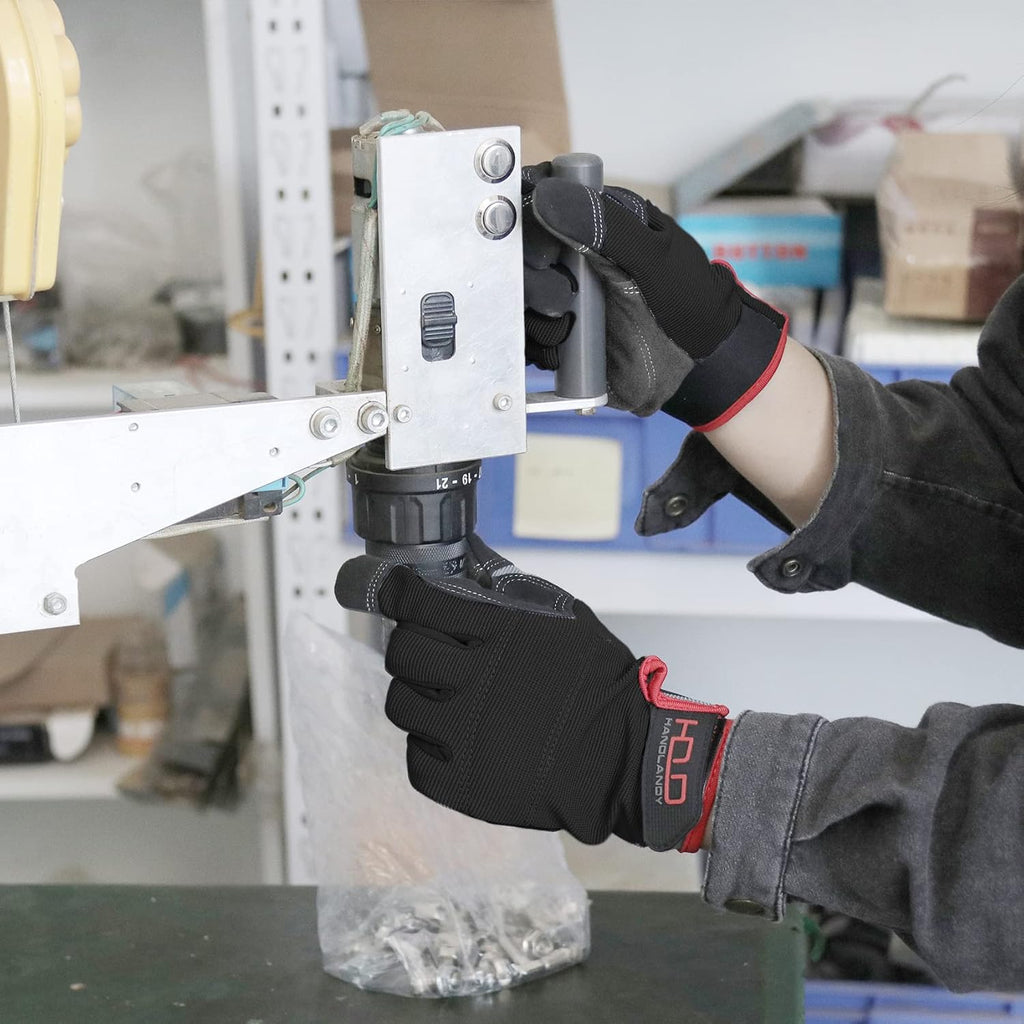 HANDLANDY Work Gloves for Men & Women, Utility Mechanic Working Gloves Touch Screen, Flexible Yard Work Gloves