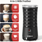 Paris Rhône Milk Frother, 4-in-1 Milk Steamer and Frother, Hot & Cold Foam Milk Warmer with Temperature Control, Auto Shut-Off Frothers for Coffee, Latte, Cappuccino, Macchiato