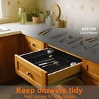 Silverware Organizer, Expandable Kitchen Drawer Organizer, Adjustable Cutlery Organizer, Forks, Knifes, Multipurpose Storage Divider(7-9 Slots), Large, Black