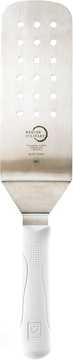 Mercer Culinary Millennia Perforated Turner, 8 Inch x 3 Inch Blade, White Handle