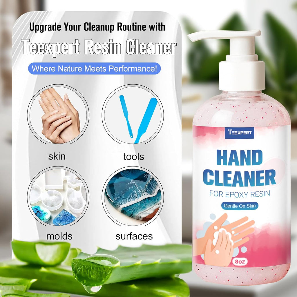 Teexpert Resin Remover Gel 8OZ Hand Cleaner For Epoxy Resin All-Natural Gentle & Moisturizing Hand Cleanser Ideal for Removing Uncured Resin Molds Tools