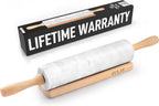 Zulay Kitchen 17-Inch Marble Rolling Pin With Stand - Polished Marble Rolling Pins For Baking With Long Beechwood Handle - Non-stick Roller Pin For Baking Pastries, Bread & Pizza