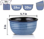 MEKY 20oz Soup Bowls, Stackable and Durable Ceramic Bowls for Kitchen, Elegant Perfect for Pasta, Cereal,Oatmeal, Rice, and Ice Cream, Microwave & Dishwasher Safe,Set of 6, Blue