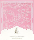 Floral Cake Stencil - Seamless Delicate Pattern for Decorating Tall Double Barrel Cake to Use with Buttercream, Royal Icing, Ganache, Paint, Airbrush (Magna)