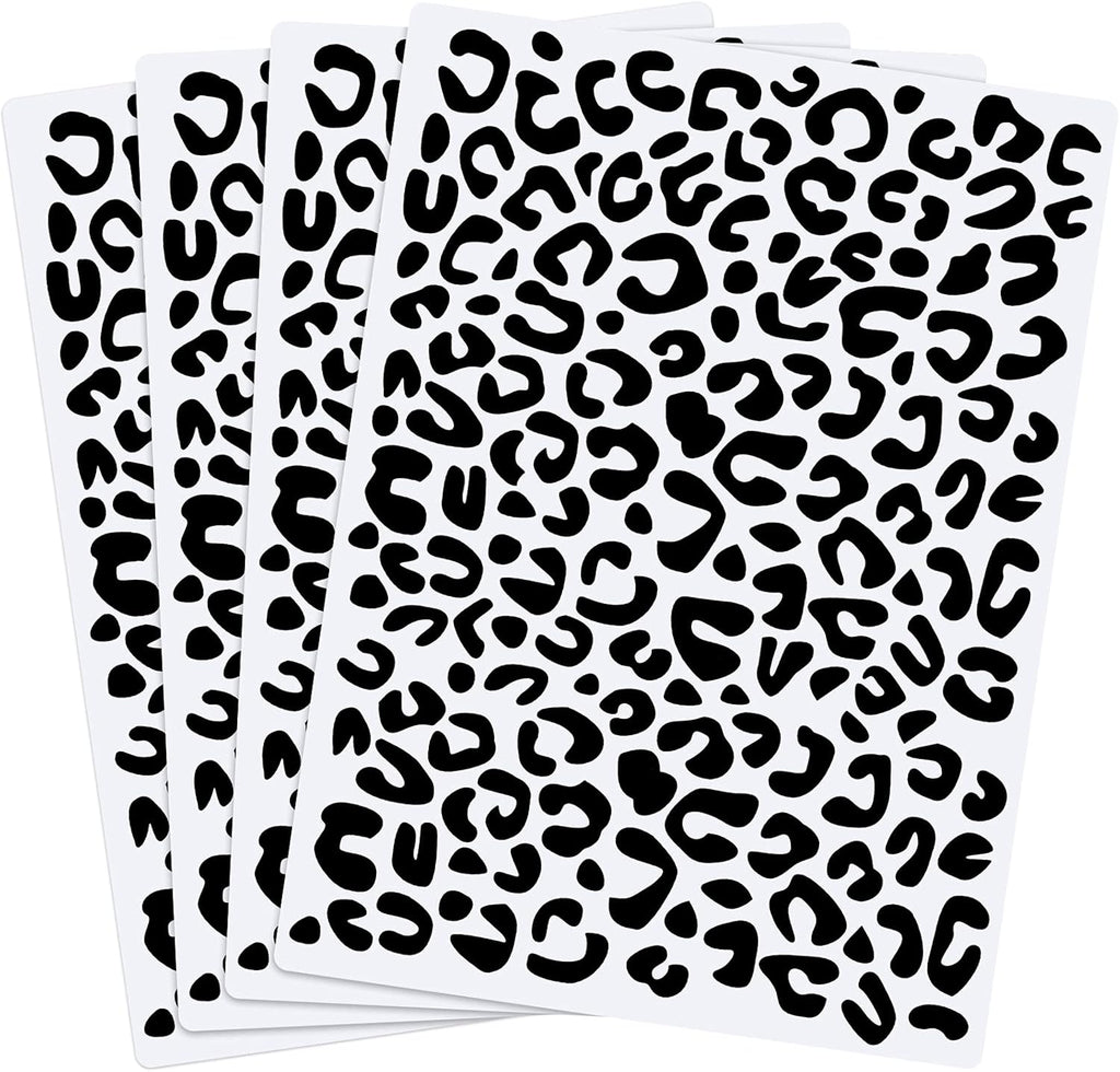 Zonon 4 Pieces Leopard Skin Stencil Reusable Cheetah Paint Stencil Template for Scrapbooking Fabric Drawing Tracing DIY Cake Furniture Wallpaper Floor Decor(8.3 x 11.7 Inch)