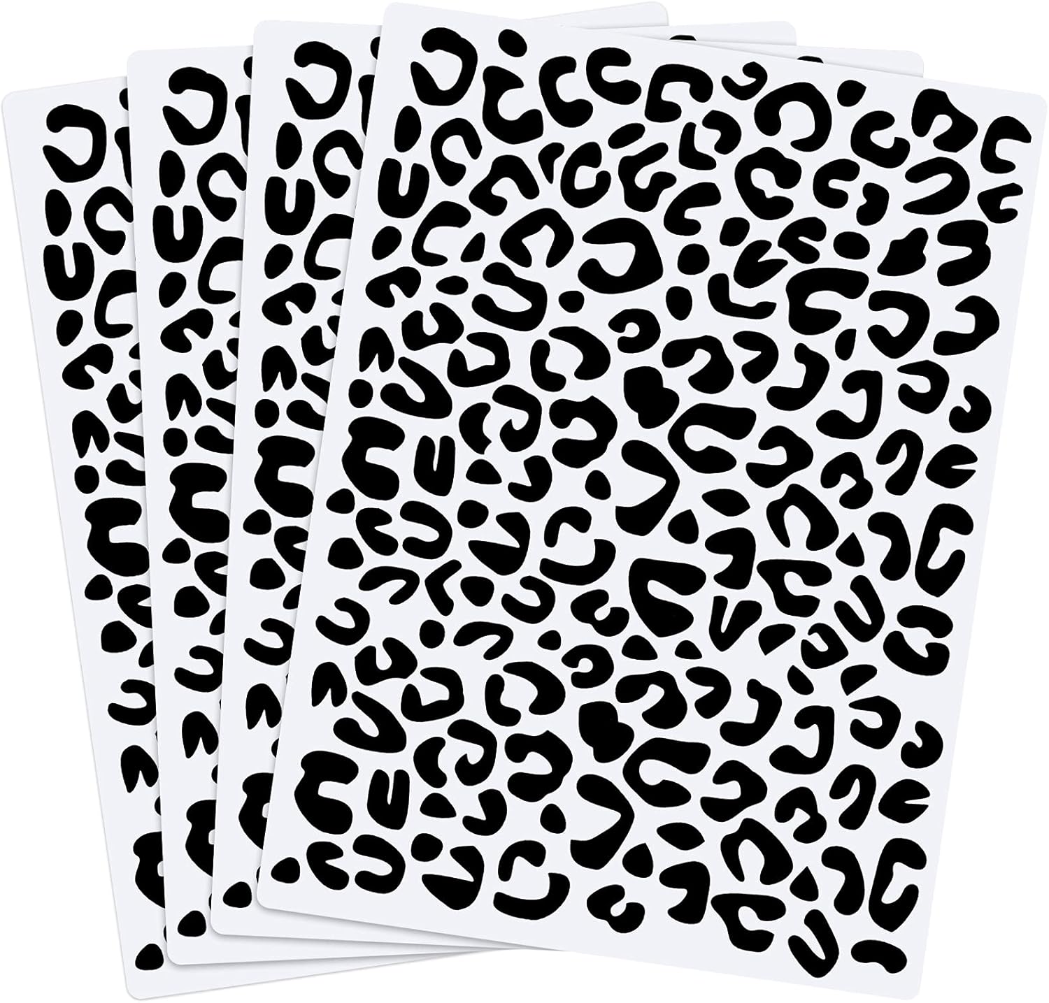 Zonon 4 Pieces Leopard Skin Stencil Reusable Cheetah Paint Stencil Template for Scrapbooking Fabric Drawing Tracing DIY Cake Furniture Wallpaper Floor Decor(8.3 x 11.7 Inch)