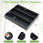 Small Silverware Drawer Organizer Kitchen Utensils Bamboo Cutlery Tray Narrow Flatware Organizer For Drawer Skinny Spoon Fork Holder Drawers Slim Silverware Tray Black Flatware Cutlery Organizer