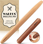 Walfos French Rolling Pin Set - Natural Wooden Rolling Pins (8inch, 15.7inch), Baking Dough Roller for Pizza, Pie, Pasta, Bread, Pastry, No Coating