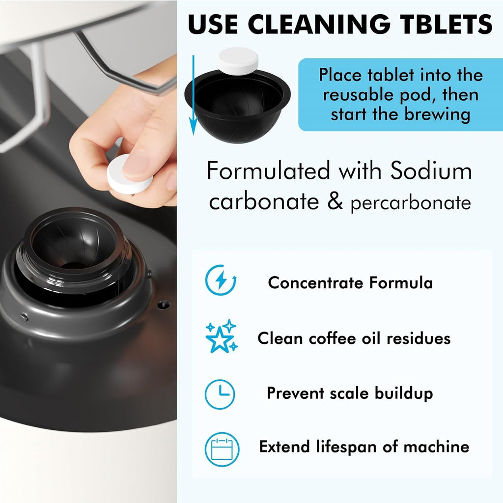 (12 Months Supply) Descaling Kit Compatible with Nespresso Vertuo, Odorless Coffee Brewer Machine Descaler Set, Liquid Descaling Solution for Nespresso, Includes Reusable Pod and 12 Cleaning Tablets