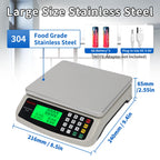 Commercial Food Scale 40KG Large Digital Kitchen Scale Baking Cooking Bread Meat Weight Price Computing Scale Stainless Steel Parts and Coins Counting Scale for Deli Stores Tare Function