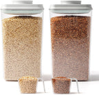 Cereal Containers Storage, 2 Pack Rice Holder, 4.22 Qt - 6 Lbs Food Storage Container Bin with Pop-up Lid for Rice Flour Sugar, Dry Food Holder for Kitchen Pantry Organization and Storage