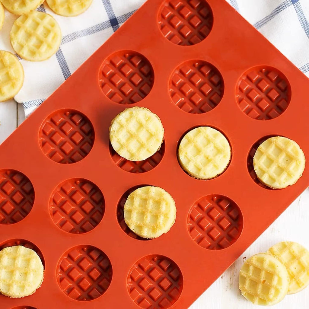 Silicone Waffle Mold Set, 2PCS/Set 18/20 Cavity Mini Silicone Waffle Mold Waffle Making Mold, Non-stick Cake Cookie Chocolate Making Mold for Baking