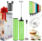 Rechargeable Milk Frother, Electric Coffee Foamer, Handheld Drink Mixer for Latte, Cappuccino, Coffee, Eggs, Hot Chocolate, Protein,Green