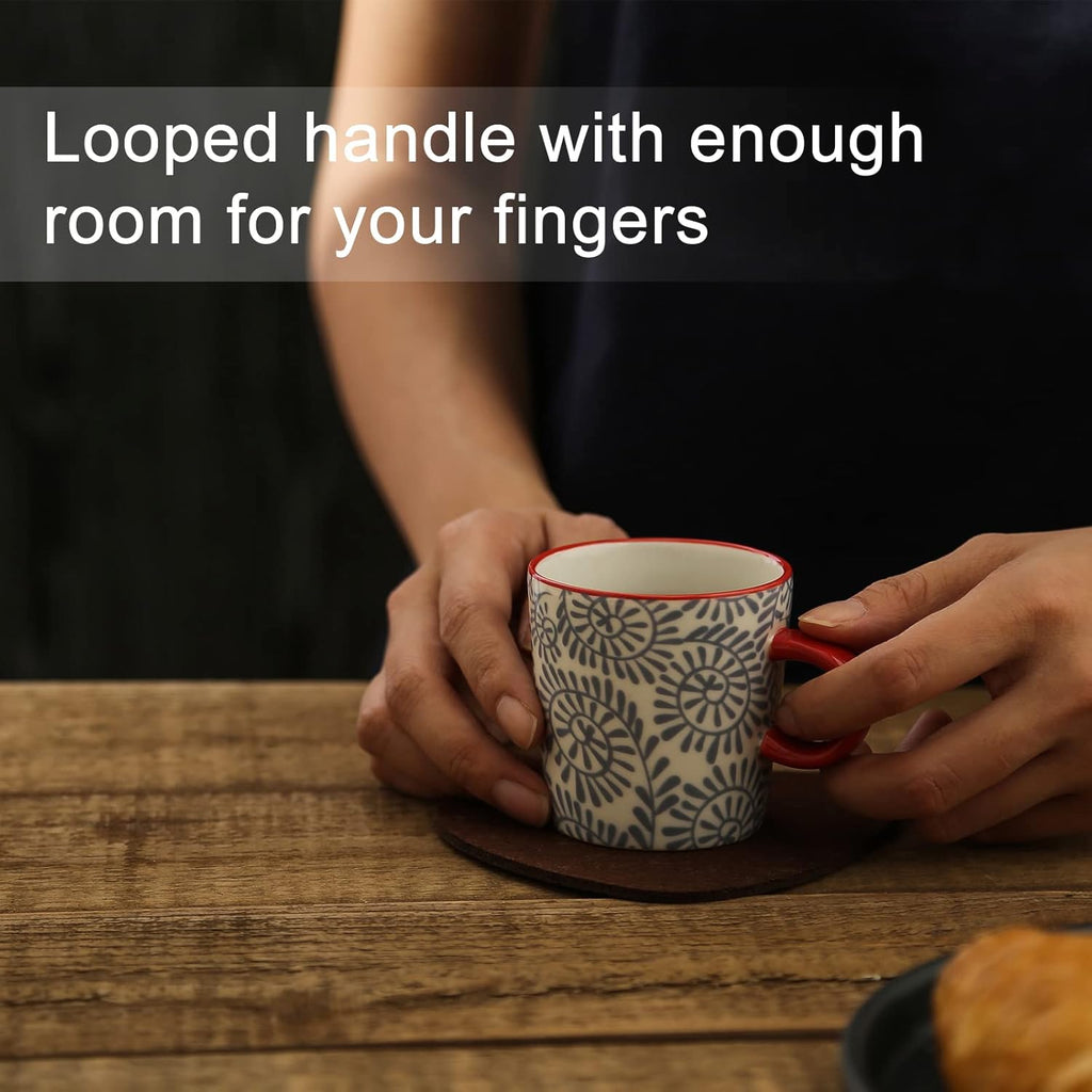 KitchenTour Porcelain Espresso Cups 4 ounce set of 4 for Coffee Machine - Ceramic Demitasse Cups for Latte,Turkish Coffee, Nespresso Lungo, Cappuccino, Tea - Small Shot Mug Bohemia Style