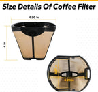 134KKW300 Coffee Permanent Filter Compatible with Ninja Coffee Filter, for CFP Dual Brew Coffee Maker Models CFP201 CFP250A CFP300 CFP301 CFP305 CFP307 Reusable Gold Tone Coffee Filter Basket