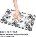 Rnivvi Coffee Mat, 12" x 19" Cute Coffee Bar Mats for Espresso Machine Station Accessories and Organizer, Hide Stain Rubber Backed Absorbent Dish Drying Pad for Kitchen Counter, Cartoon Flowers