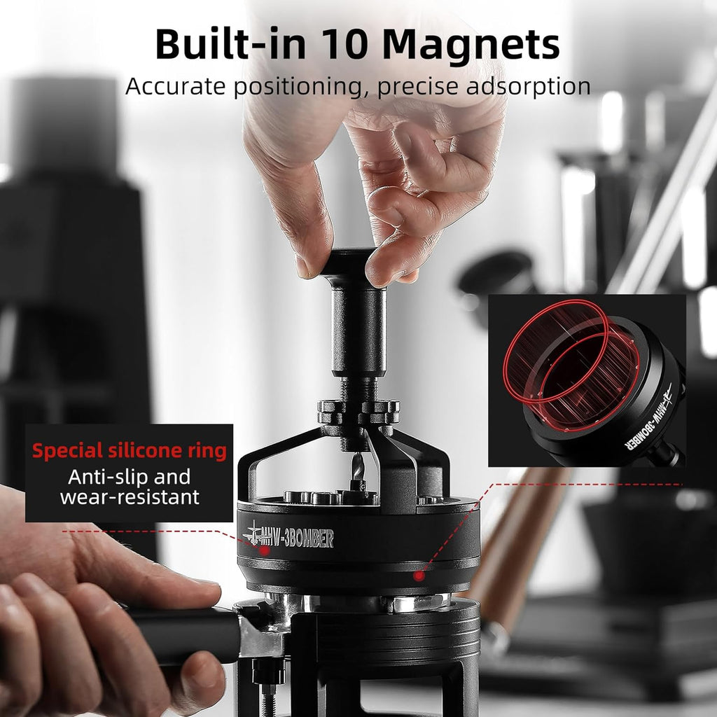 MHW-3BOMBER WDT Tool Espresso 51mm, Adjustable Depth Needle Espresso Stirrer Tool,Espresso Distribution Tool with Magnetic Base for Barista, l, 0.25mm x 14 Needles, YU Series Cyclone T5958-OS