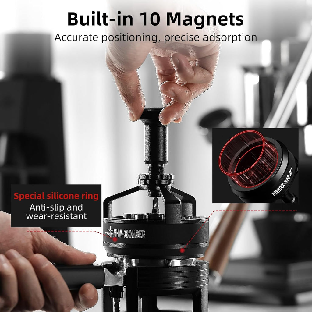 MHW-3BOMBER WDT Tool Espresso 54mm for Breville, Espresso Distribution Tool with Magnetic Base for Barista, Adjustable Depth Needle Distributor Tool, Coffee Stirrer Tools, YU Series Cyclone T5959-OS