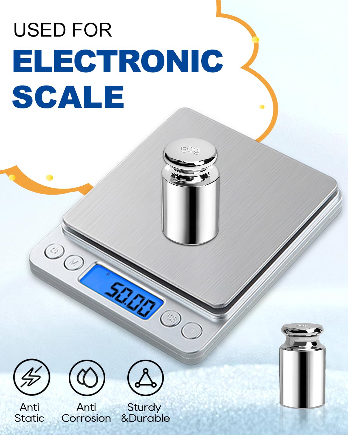 UCEC Calibration Weights for Digital Scale, 50g Gram Weights, Precision Stainless Steel Balance Scale Calibration Weight for Lab Educational Science
