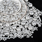 Silver Pearl Rods Sprinkles, Twisweet Edible Sugar Sprinkles for Cake Decorating Mix Size Candy Pearls for Baking Cake Topper Ice Cream Cupcake Cookie Dessert Decorations, Wedding Day Valentines Birthday Party Christmas Easter Supplies (130g/4.58oz)