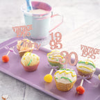 Gyufise 24Pcs Happy 30th Birthday Cupcake Toppers Glitter Thirty 30 Fabulous Vintage 1995 Cupcake Picks for 30th Birthday Wedding Anniversary Party Cake Decorations Supplies Rose Gold