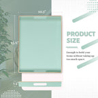MAONAME Mint Green Serving Tray with Handles, Modern Decorative Trays for Coffee Table, Plastic Rectangular Trays for Ottoman, Bathroom, Decor, 15.8” x 10.2” x1.4