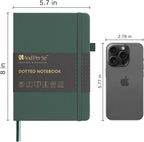 &And Per Se Dotted Journal Notebook (10 packs), A5 Hardcover Leather Bullet Dotted Journal, 160 Pages 100GSM Thick Paper, 3 Sheets of Stickers Included - 5.7'' x 8'' (Green)