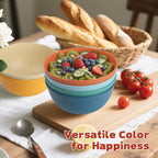 Wheat Straw Camping Bowls Sets of 6,Unbreakable 26oz Lightweight Bowls Sets for Outdoors Activity,Breakfast Bowls for Cereal and Salad.Vibrant Series