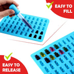 Gummy Bear Silicone Candy Molds - Set of 4 Gummy Bear Mold Trays with Dropper, Fun Making Gummy Bears with Non Stick Silicone Candy Molds, Perfect Silicone Molds for Gummy Bear Candy…