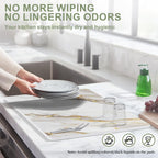 Large Stone Drying Mat for Kitchen Counter, 24" × 16" Diatomite Dish Drying Mat, Quick Dry Stone Mats, Ultra Absorbent Natural Diatomaceous Earth Mats for Dished, Bottles, White Marble