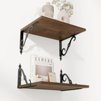 RICHFOCUS 12 Inch Deep Floating Shelves for Wall, 16" W x 12" D Wood Wall Shelves Set of 2, Wide Floating Shelves for Living Room, Bedroom, Kitchen, Bathroom and Decor Storage, Walnut