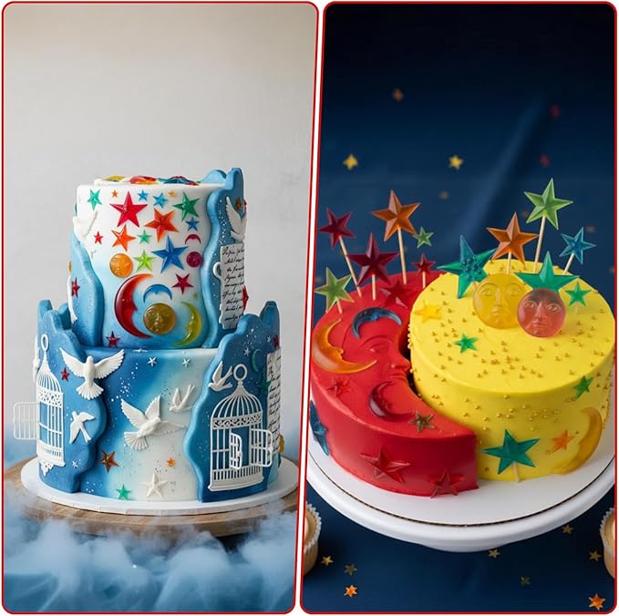 Sun Face Moon Stars Polymer Clay Molds, Silicone Fondant Mold Cake Decorating Tools, Candy Mould for Chocolate Gumpaste Sugarcraft DIY Resin Crafts