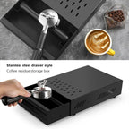 Coffee Knock Drawer, Espresso Knock-Box,Mini Coffee Grounds Dump Bin Grind Waste Bin Professional Stainless Steel with Rubber Handle for Coffee Lovers