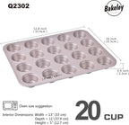 Mini Muffin Pan, 20-Cavity Non-Stick Mini Cupcake Pan Bakeware for Oven Baking (Champagne Gold)