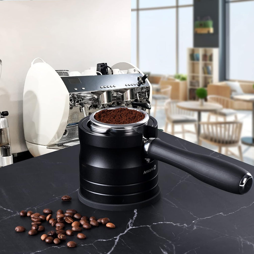 Coffee Portafilter Holder| Espresso Tamper Stand| Aluminum Alloy Espresso Holder| With Non-slip Base| Fits 54mm Espresso Machines Portafilter | (54mm, Black)