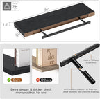 Vivelove Single Floating Shelves 36 inch Long, Large 10 in Deep Wall Shelves Heavy Duty 70 lbs for Bedroom, Bathroom, Living Room, Kitchen, Office, Modern Shelf Home Decor, Set of 1, Black