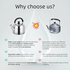 Whistling Stovetop Tea Kettle,Food Grade 316 Stainless Steel,Hot Water Fast to Boil,Stovetop Kettle with Ergonomic Handle,3.1 Quart Capacity