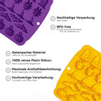 Halloween Chocolate Mold Silicone,30 Cavity Candy Gummy Mold with Pumpkin Wizard Hat Bat Spider Tombstone for Baking Chocolate Jelly Gummy Dessert