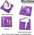 Silicone Dish Drying Mat for Multiple Usage,Easy clean,Eco-friendly,Heat-resistant Silicone Mat for Kitchen Counter or Sink,Refrigerator or Drawer liner Purple M 12 inches x 12 inches