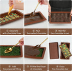 2 Pcs Large Dubai Chocolate Bar Molds, 0.8 Inch Deep Silicone Stuffed Chocolate Bar Molds, Big and Thick Candy Bar Moulds for Filling Homemade Knafeh Pistachio Bars